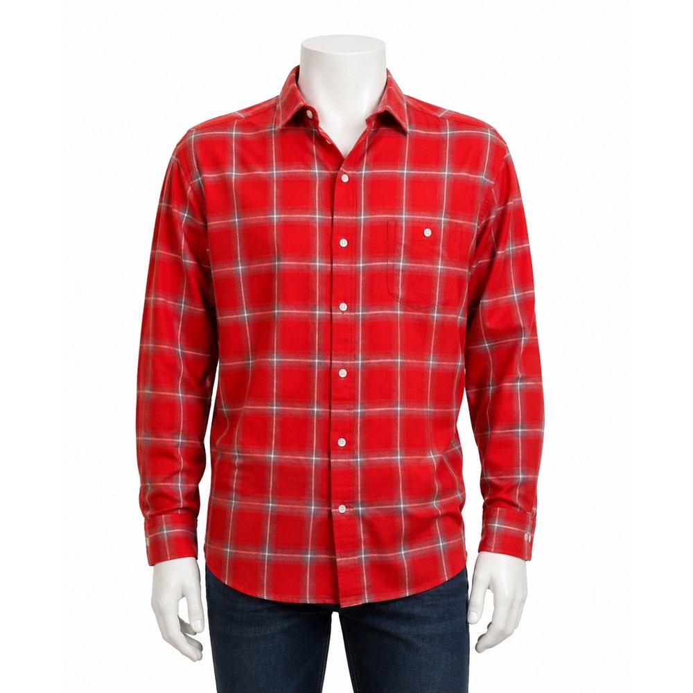 Alex Vando L Mens Red Plaid Flannel Button Down Shirt Long Sleeve Size Large